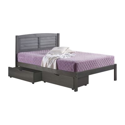 Donco Full Louver Bed With Under Bed Drawers Antique Grey - KeyBedroom