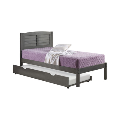 Donco Twin Louver Bed With Trundle Bed Antique Grey - KeyBedroom