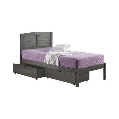 Donco Twin Louver Bed With Under Bed Drawers Antique Grey - KeyBedroom