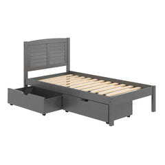 Donco Twin Louver Bed With Under Bed Drawers Antique Grey - KeyBedroom