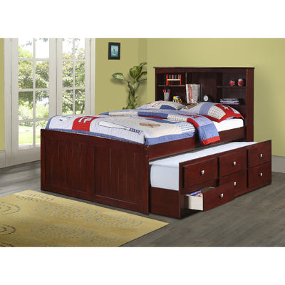 Donco Bookcase Captains Trundle Bed Full Cappuccino - KeyBedroom
