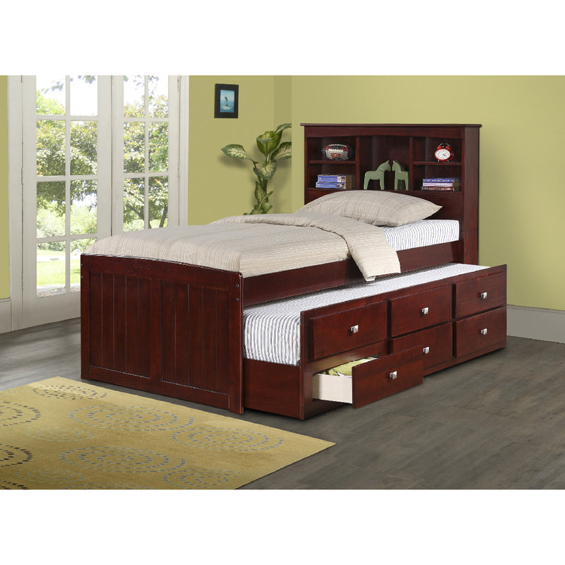 Donco Bookcase Captains Trundle Bed Twin Cappuccino - KeyBedroom