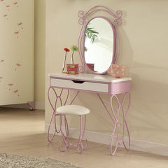 HomeRoots Lilac and White Butterfly Design Desk Vanity Dressing Table - KeyBedroom