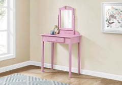 HomeRoots Pink Vanity Mirror and Storage Drawer - KeyBedroom