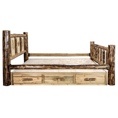 Montana Woodworks Glacier Country Collection King Storage Bed w/ Laser Engraved Design - KeyBedroom