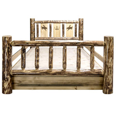 Montana Woodworks Glacier Country Collection Twin Storage Bed w/ Laser Engraved Design - KeyBedroom