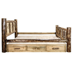 Montana Woodworks Glacier Country Collection Twin Storage Bed w/ Laser Engraved Design - KeyBedroom