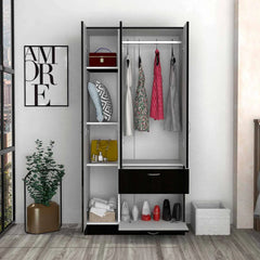 Depot E-Shop Cartagena Armoire, One Drawer, Metal Rod, Five Shelves, Double Door Cabinet - KeyBedroom