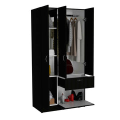 Depot E-Shop Cartagena Armoire, One Drawer, Metal Rod, Five Shelves, Double Door Cabinet - KeyBedroom