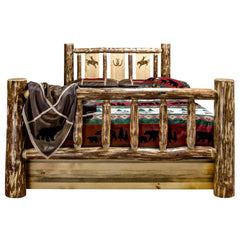 Montana Woodworks Glacier Country Collection Full Storage Bed w/ Laser Engraved Design - KeyBedroom