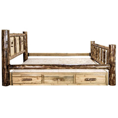 Montana Woodworks Glacier Country Collection Twin Storage Bed w/ Laser Engraved Design - KeyBedroom