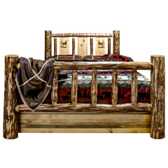 Montana Woodworks Glacier Country Collection Twin Storage Bed w/ Laser Engraved Design - KeyBedroom