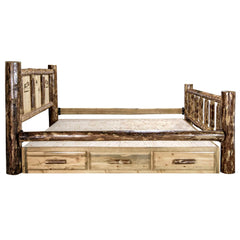 Montana Woodworks Glacier Country Collection California King Storage Bed w/ Laser Engraved Design - KeyBedroom