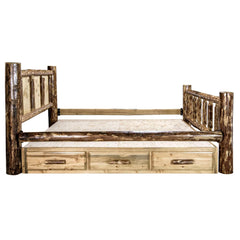 Montana Woodworks Glacier Country Collection Twin Storage Bed w/ Laser Engraved Design - KeyBedroom