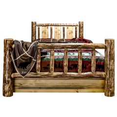 Montana Woodworks Glacier Country Collection Twin Storage Bed w/ Laser Engraved Design - KeyBedroom