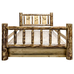 Montana Woodworks Glacier Country Collection Twin Storage Bed w/ Laser Engraved Design - KeyBedroom