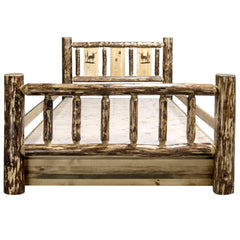 Montana Woodworks Glacier Country Collection Twin Storage Bed w/ Laser Engraved Design - KeyBedroom