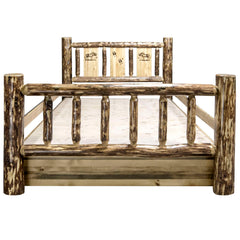 Montana Woodworks Glacier Country Collection Twin Storage Bed w/ Laser Engraved Design - KeyBedroom